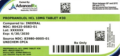 Propranolol HCl 10mg #30 (Propranolol HCl 80425 0583 01)